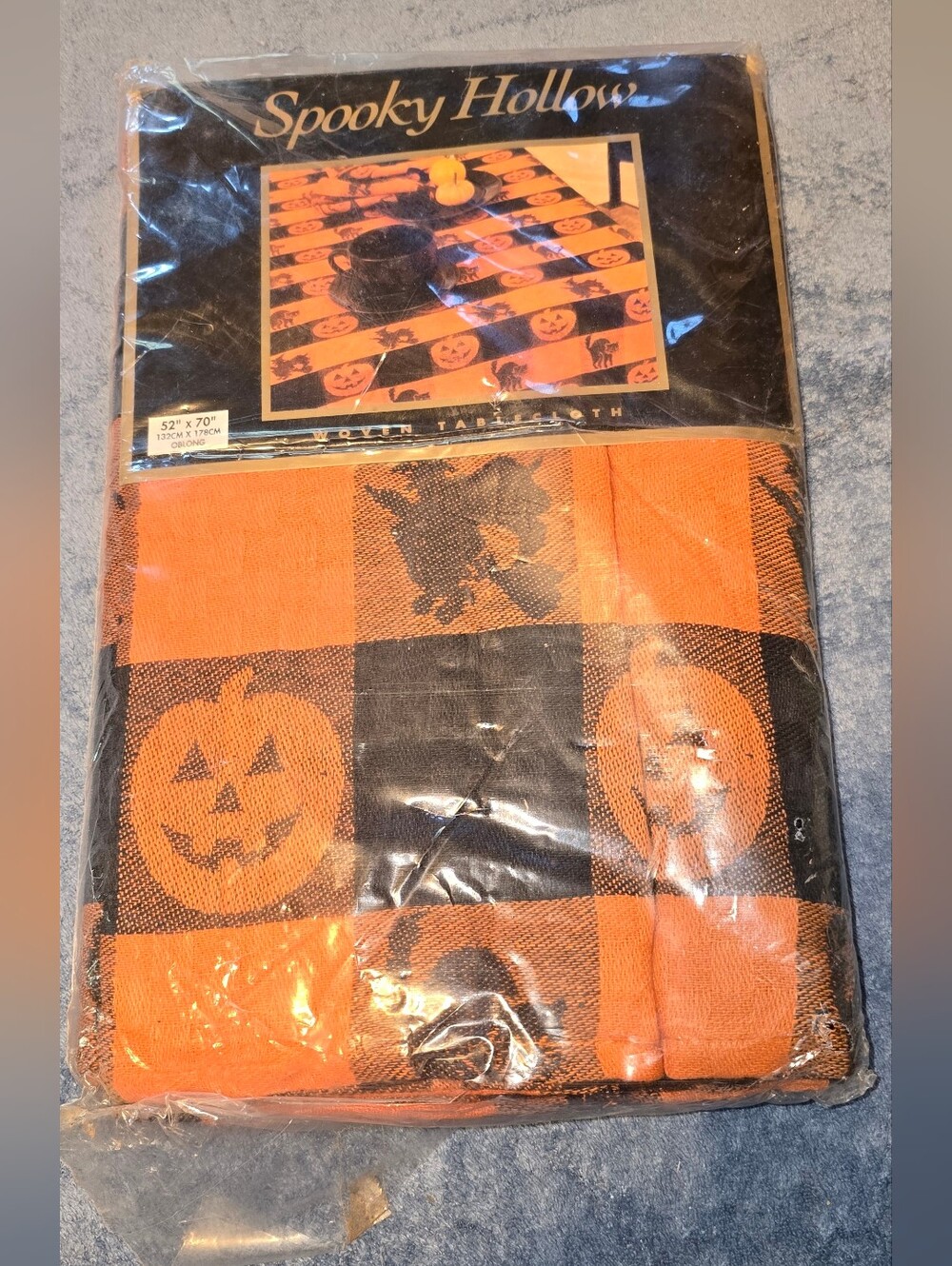 Oblong 52x70 Orange & Black Halloween Tablecloth